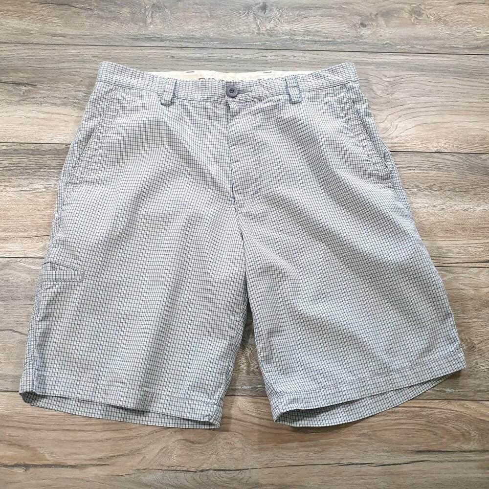 Dockers Mens Plaid Cotton Casual Shorts Size 33 Sport Golf Designer Blue White